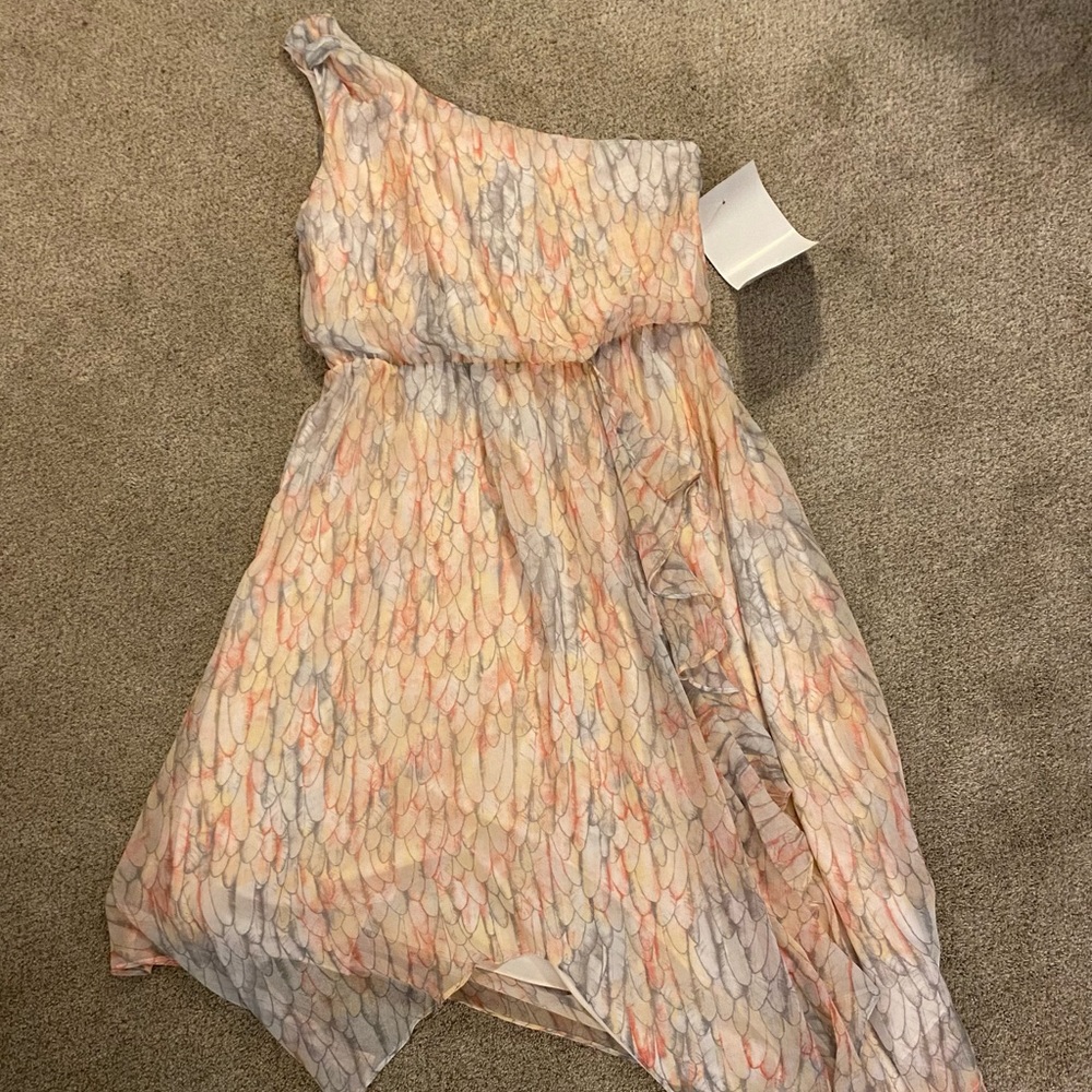 Pastel Print Jessica Simpson One Shoulder Asymmetrical Dress